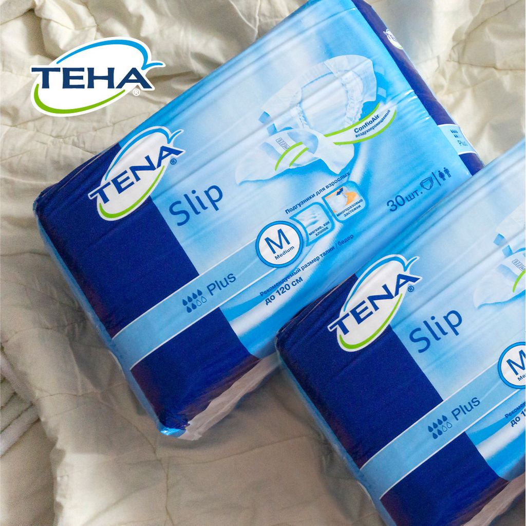 Подгузники для взрослых Tena Slip Plus Дышащие, XL, 100-175 см, 6 капель, 28 шт.