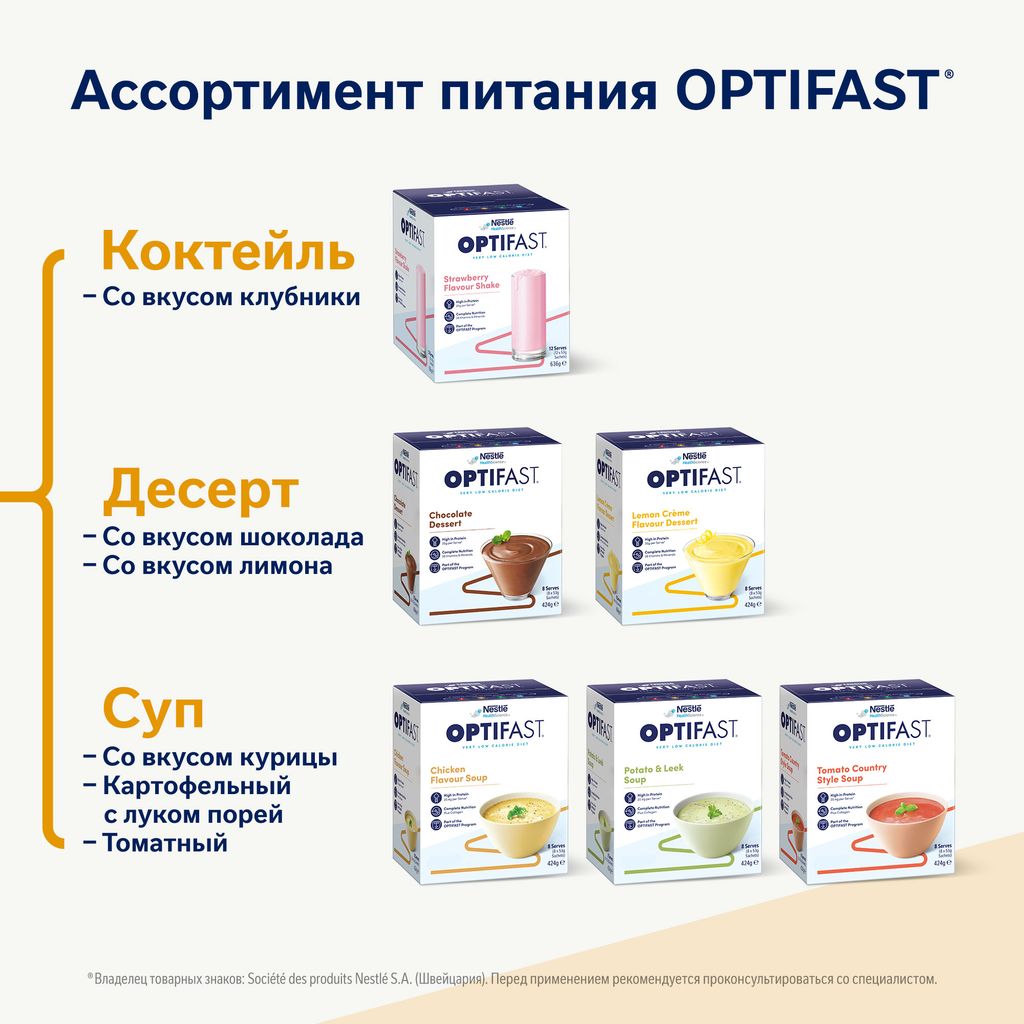 Optifast Диетическое лечебное энтеральное питание, для детей с 7 лет и взрослых, порошок, суп со вкусом курицы, 53 г, 1 шт.