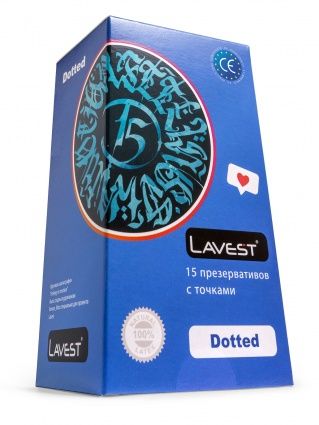 Lavest Dotted Презервативы с точками, презервативы, 15 шт.