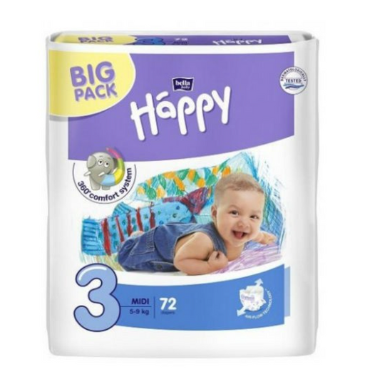 Bella Baby Happy 3 midi Подгузники детские, 5-9 кг, 72 шт.