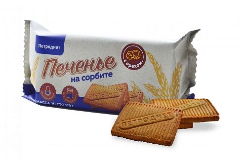 Петродиет Печенье на сорбите, печенье, с орехом, 170 г, 1 шт.