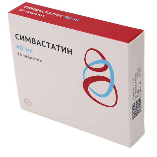 Симвастатин, 40 мг, таблетки, покрытые пленочной оболочкой, 30 шт.