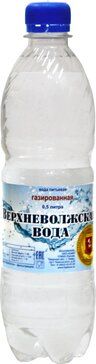 Верхневолжская вода питьевая газированная, газированная, природная родниковая, 0,5 л, 1 шт.