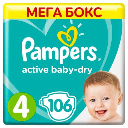 Pampers New baby-dry Подгузники детские, р. 4, 9-14 кг, 106 шт.