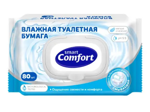 Smart comfort туалетная бумага влажная, 80 шт.