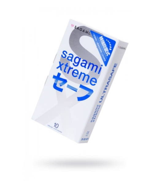 Sagami Xtreme Ultrasafe Презервативы, презерватив, с двойным количеством смазки, 10 шт.