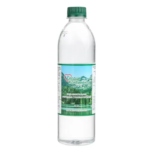 Ессентукская Горная вода Сердце Континента питьевая, негазированная, в пластиковой бутылке, 0.5 л, 1 шт.